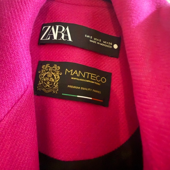 ZARA x Manteco Hot Pink Wool Blend Tailored Coat – Size Small – NWT $189 - Picture 2 of 5
